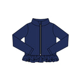 Preorder 11.16 MOQ 5 pcs GLP3007 Solid Color Navy Yoga Coat Girls Set