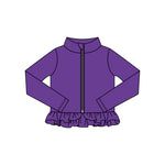 Preorder 11.16 MOQ 5 pcs GLP3009 Solid Color Purple Yoga Coat Girls Set