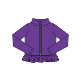 Preorder 11.16 MOQ 5 pcs GLP3009 Solid Color Purple Yoga Coat Girls Set