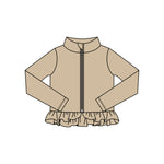 Preorder 11.16 MOQ 5 pcs GLP3011 Solid Color Khaki Yoga Coat Girls Set