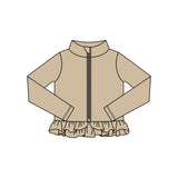Preorder 11.16 MOQ 5 pcs GLP3011 Solid Color Khaki Yoga Coat Girls Set
