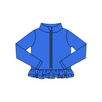 Preorder 11.16 MOQ 5 pcs GLP3012 Solid Color Blue Yoga Coat Girls Set