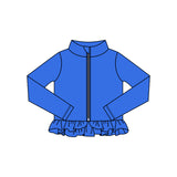 Preorder 11.16 MOQ 5 pcs GLP3012 Solid Color Blue Yoga Coat Girls Set