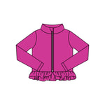 Preorder 11.16 MOQ 5 pcs GLP3013 Solid Color Purple Yoga Coat Girls Set
