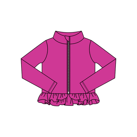 Preorder 11.16 MOQ 5 pcs GLP3013 Solid Color Purple Yoga Coat Girls Set