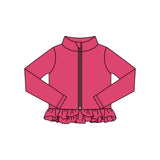 Preorder 11.16 MOQ 5 pcs GLP3014 Solid Color Pink Yoga Coat Girls Set