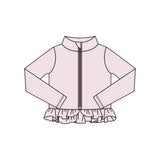 Preorder 11.16 MOQ 5 pcs GLP3015 Solid Color Cream Yoga Coat Girls Set