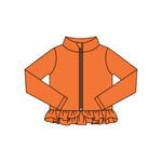 Preorder 11.16 MOQ 5 pcs GLP3017 Solid Color Orange Yoga Coat Girls Set