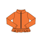 Preorder 11.16 MOQ 5 pcs GLP3017 Solid Color Orange Yoga Coat Girls Set