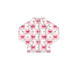Preorder 11.17 MOQ 5 pcs GLD1389 Bows Love Plaid Pink Yoga Coat Girls Skorts Set