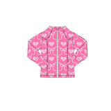 Preorder 11.17 MOQ 5 pcs GLD1392 Bows Love Pink Yoga Coat Girls Skorts Set