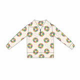 Preorder 11.17 MOQ 5 pcs GLD1398 Mardi Gras Dounts Yoga Pullover Girls Skorts Set