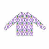 Preorder 11.17 MOQ 5 pcs GLD1399 Mardi Gras Crawfish Yoga Pullover Girls Skorts Set