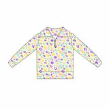 Preorder 11.17 MOQ 5 pcs GLD1400 Mardi Gras Leopard Yoga Pullover Girls Skorts Set