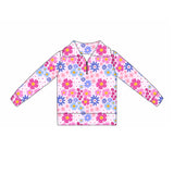 Preorder Samples GLD1418 Flower Pink Yoga Pullover Girls Skorts Set