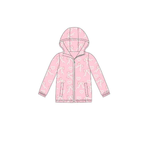 Preorder 11.17 MOQ 5 pcs Love Bows Pink Hoodie Kids Girls Coat