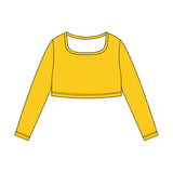 Preorder 11.24 MOQ 5 pcs GLS0041 Solid Color Yellow Square Collar Yoga Girls Set