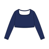 Preorder 11.24 MOQ 5 pcs GLS0042 Solid Color Navy Square Collar Yoga Girls Set