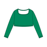Preorder 11.24 MOQ 5 pcs GLS0044 Solid Color Green Square Collar Yoga Girls Set