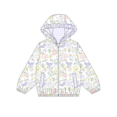 Preorder 11.30 MOQ 5 pcs GT1400 Mardi Gras Flower Hoodie Kids Girls Coat