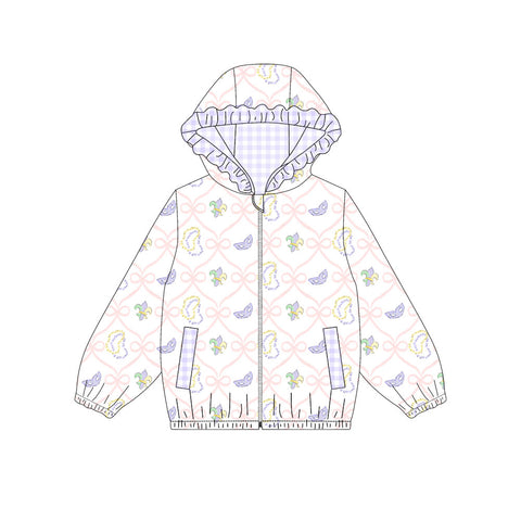 Preorder 11.30 MOQ 5 pcs GT1401 Mardi Gras Flower Hoodie Kids Girls Coat