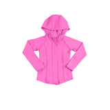 Preorder 12.12 MOQ 5 pcs GLP3158 Solid Color Pink Yoga Hoodie Coat Girls Set
