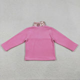 GT1504 Valentine's Day Fries Pink Sherpa Zipper Kids Girls Pullover