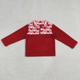GT1505 Valentine's Day Love Bows Red Zipper Kids Girls Pullover