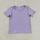 GSSO3759 Solid Purple Color Yoga Girls Shorts Set