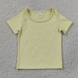 GSSO3763 Solid Yellow Color Yoga Girls Shorts Set