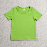 GSSO3767 Solid Green Color Yoga Girls Shorts Set