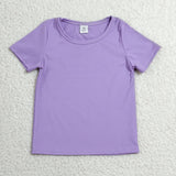 GSSO3769 Solid Lavender Color Yoga Girls Shorts Set