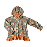 Preorder MOQ 5 pcs Fall Season Pumpkin Flower Ruffles Kids Girls Hoodie Pullover