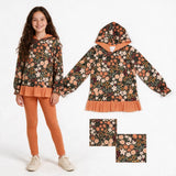 GT1644 Fall Flower Orange Kids Girls Hoodie Pullover