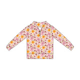 Preorder MOQ 5 pcs Fall Flower Floral Kids Girls Zipper Pullover