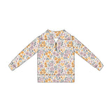 Preorder MOQ 5 pcs Fall Flower Floral Kids Girls Zipper Pullover