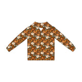 Preorder MOQ 5 pcs Fall Flower Floral Kids Girls Zipper Pullover