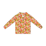 Preorder MOQ 5 pcs Fall Flower Floral Kids Girls Zipper Pullover