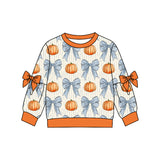 Preorder MOQ 5 pcs Each Style Pumpkin Bows Cute Kids Girls Shirt