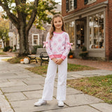 GT1657 Fall Pumpkin Bows Pink Kids Girls Shirt Top