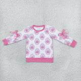 GT1657 Fall Pumpkin Bows Pink Kids Girls Shirt Top