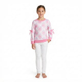 GT1657 Fall Pumpkin Bows Pink Kids Girls Shirt Top