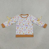 GT1658 Fall Pumpkin Bows Orange Kids Girls Shirt Top