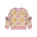 Preorder MOQ 5 pcs Each Style Pumpkin Bows Cute Kids Girls Shirt