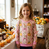 GT1659 Fall Pumpkin Bows Kids Girls Shirt Top