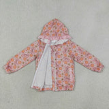 GT1661 Pumpkin Bows Flower Kids Hoodie Zipper Coat