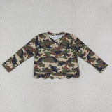 GLD1620 Hunting Camo Scallop Edge Yoga Girls Skorts Set