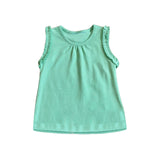 Preorder MOQ 5 pcs Each Style Solid Color Cotton Ruffles Cute Kids Girls Shirt