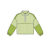 Preorder MOQ 5 pcs GLS0109 Solid Color Stripe Green Pullover Yoga Girls Shorts Set