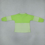 GT1718 Green Stripe Yoga Zipper Polo Pullover Kids Girls Shirt Top